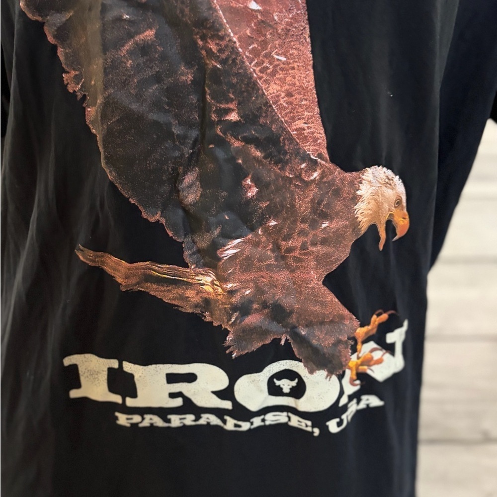 Men’s used Project Rock iron paradise Under armour black shirt size L large - Picture 3 of 4